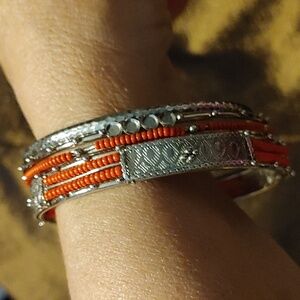 $10 Add On Orange and Silver Bangles
